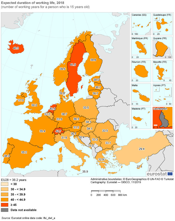working-life-expected-duration-by-Eurostat