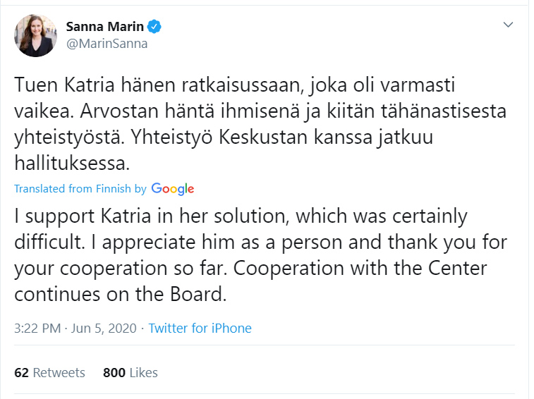 Sanna-Marin-Tweet-Kulmuni-resignation