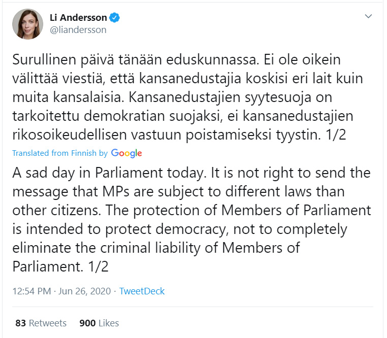 Li-Andersson-tweet-Maenpaa