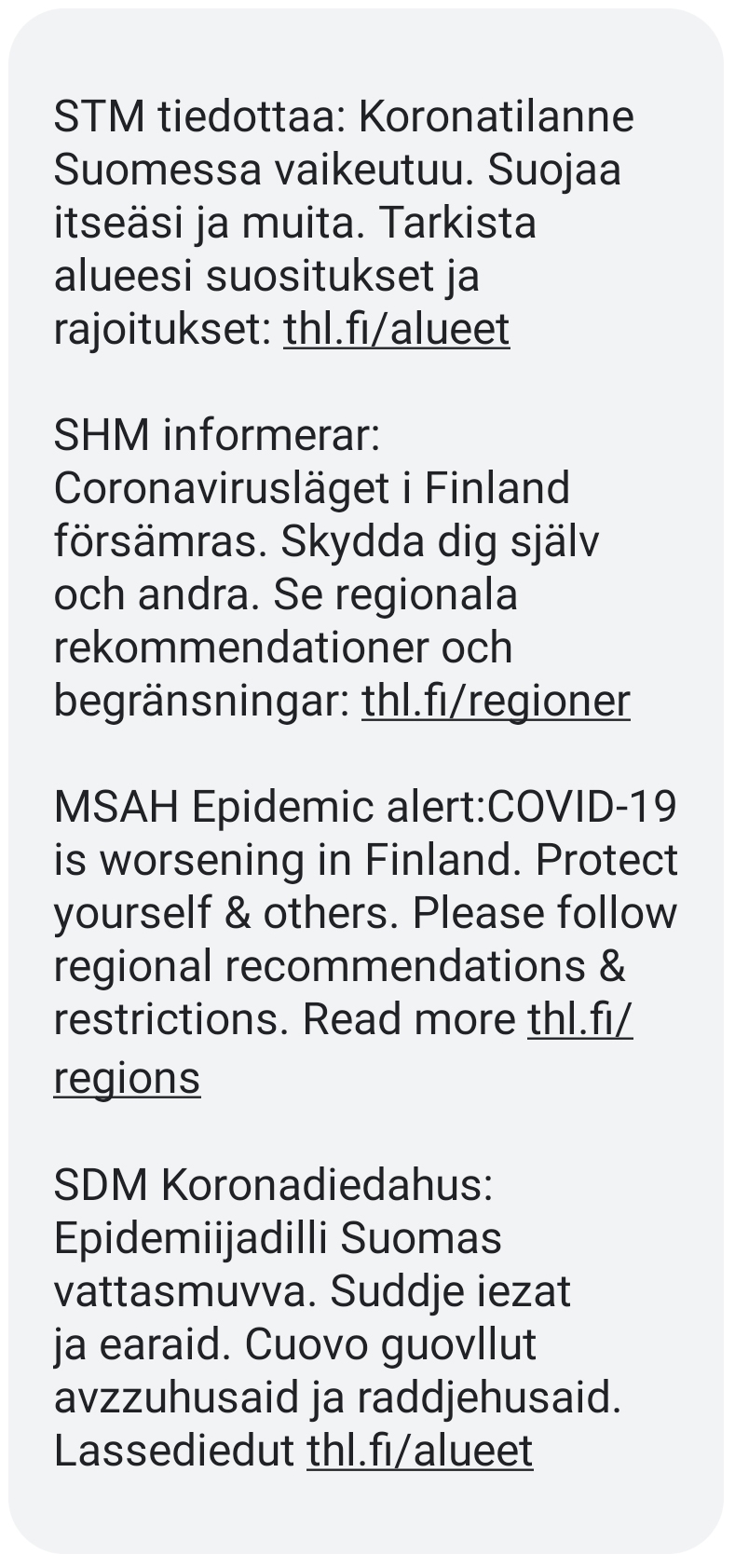 Coronavirus-text-message-alert-by-THL